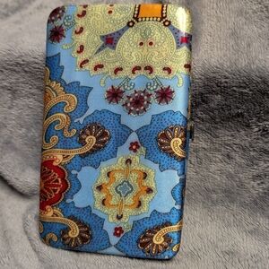 Decorative Blue Paisley Wallet Phone Case - Unbranded
